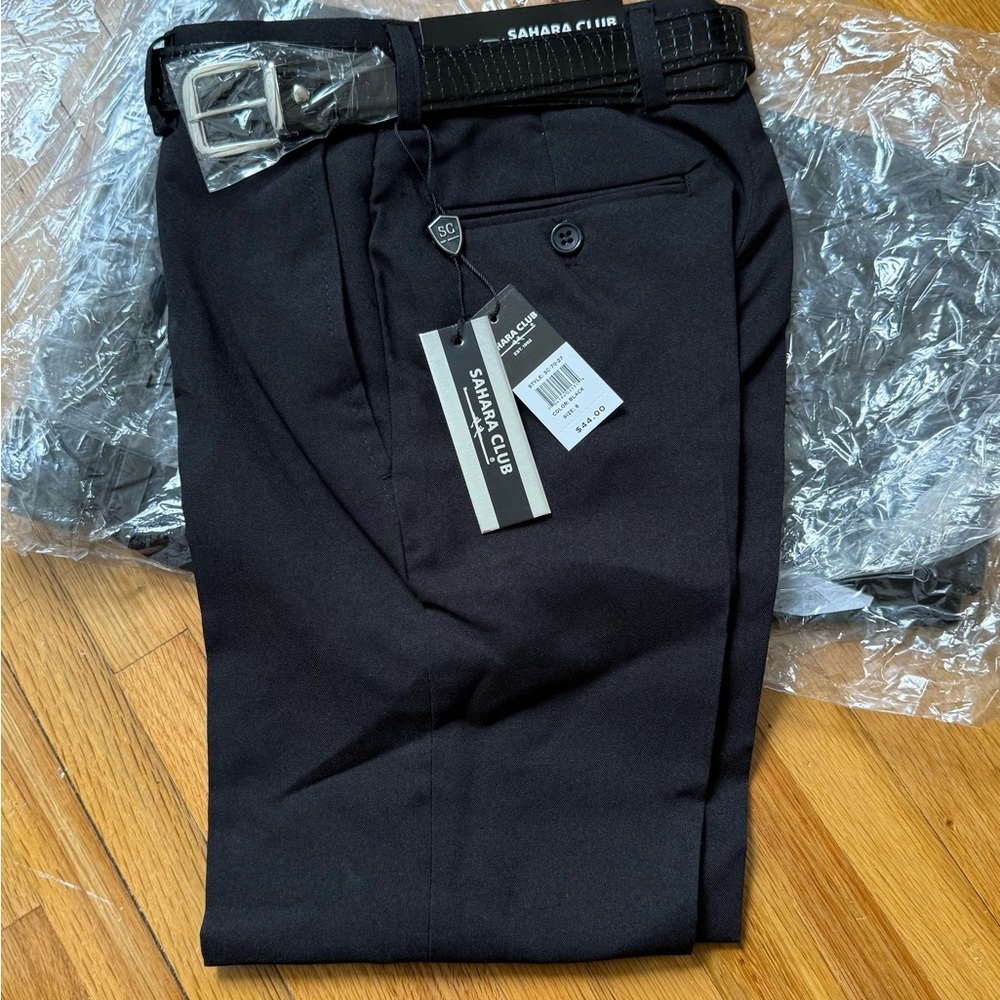Sahara Club Boys Black Formal Dress Pants With Belt NWT Style SC-70-27